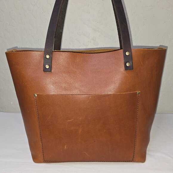Portland Leather Goods Large Brown Leather Shoulder Tote Bag AS IS - Picture 1 of 15